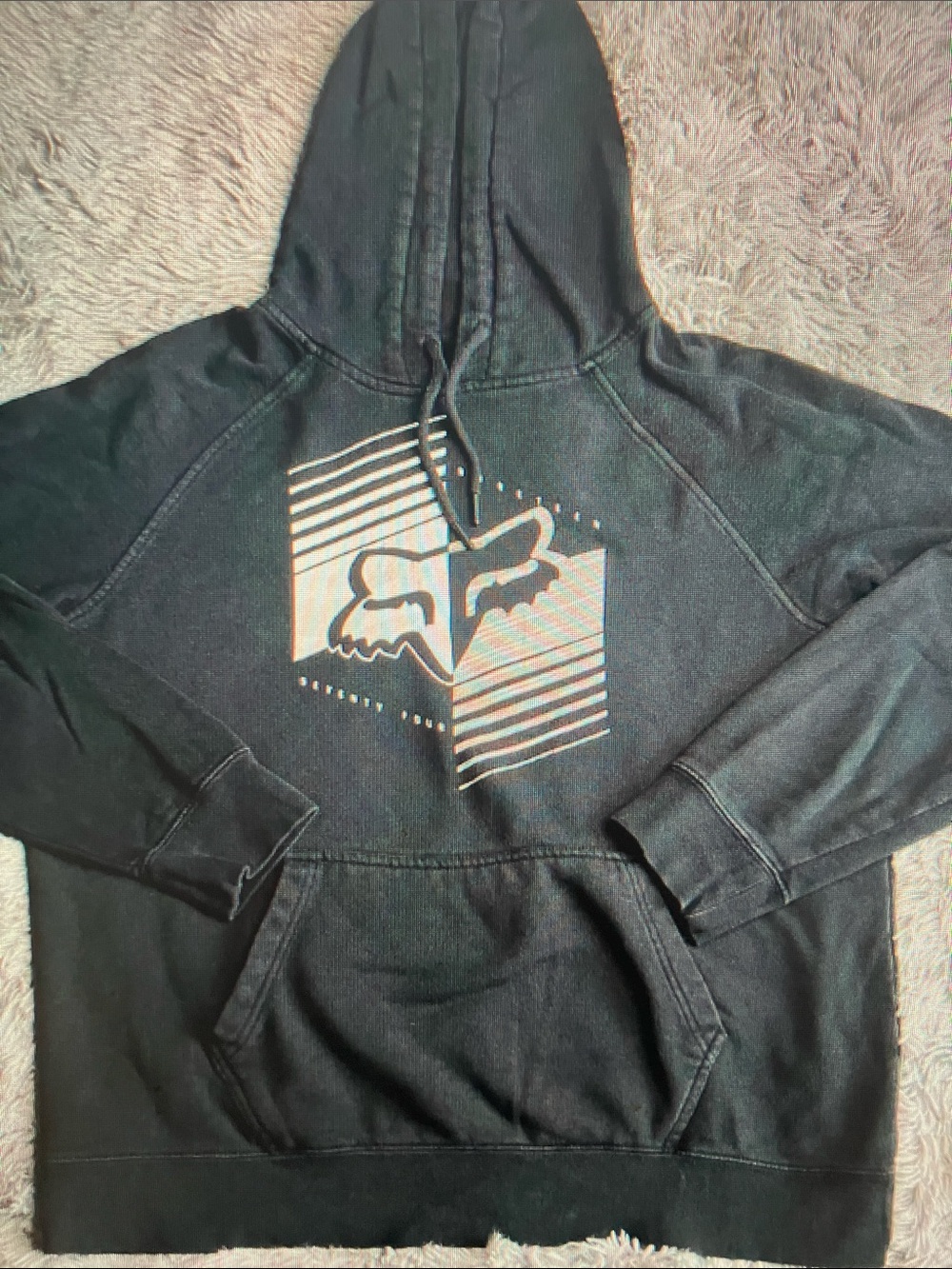 Fox Men’s Black Hoodie with Cream Graphic Logo